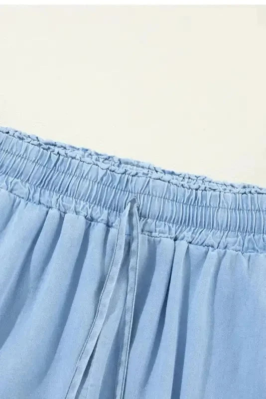 Wide Leg Jeans Azure Breeze Drawstring Denim Pants
