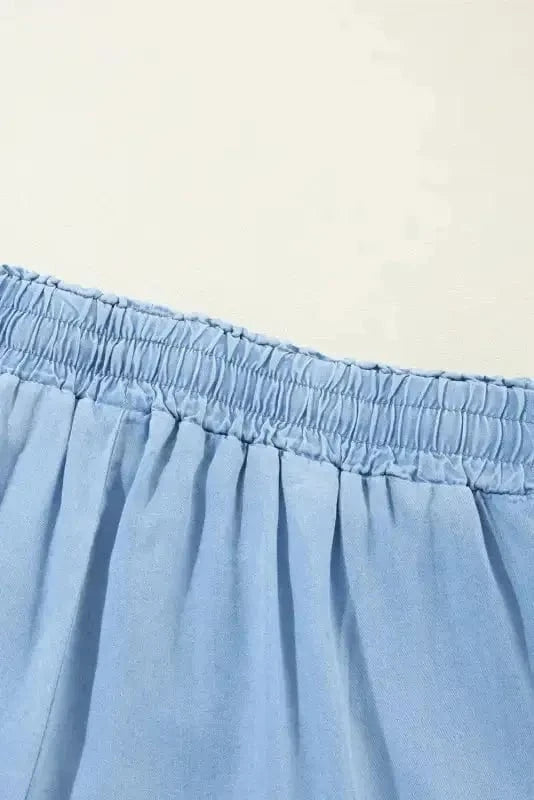 Wide Leg Jeans Azure Breeze Drawstring Denim Pants