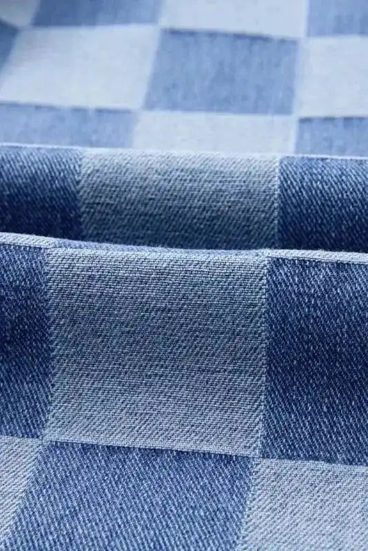 Wide Leg Jeans Checkered Denim Wide-Leg Jeans - Trendy and Comfortable