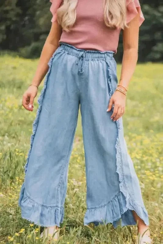 Wide Leg Jeans Myosotis / 4 / 95%Cotton+5%Polyester Ocean Whisper Ruffle Jeans