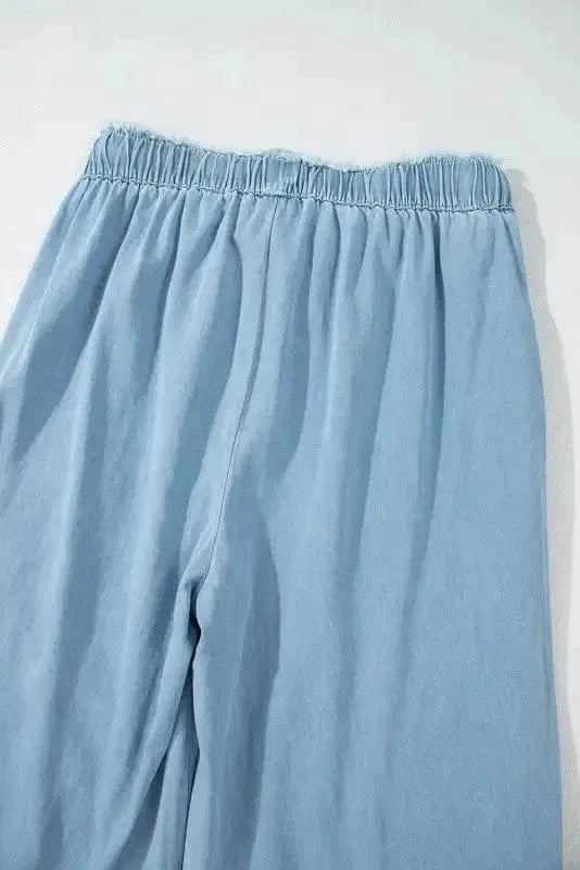 Wide Leg Jeans Ocean Whisper Ruffle Jeans