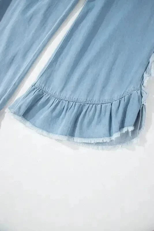 Wide Leg Jeans Ocean Whisper Ruffle Jeans