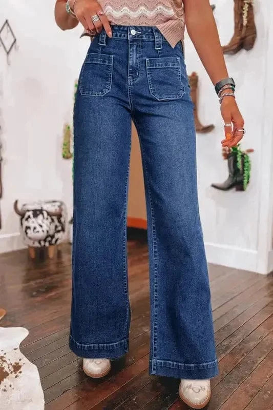 Wide Leg Jeans Sail Blue / 4 / 71%Cotton+27.5%Polyester+1.5%Elastane Nautical Breeze Wide-Cut Jeans