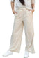 Wide Leg Pants Safari Chic: Khaki Stripe Drawstring Trousers