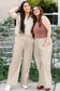 Wide Leg Pants Safari Chic: Khaki Stripe Drawstring Trousers