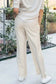 Wide Leg Pants Safari Chic: Khaki Stripe Drawstring Trousers