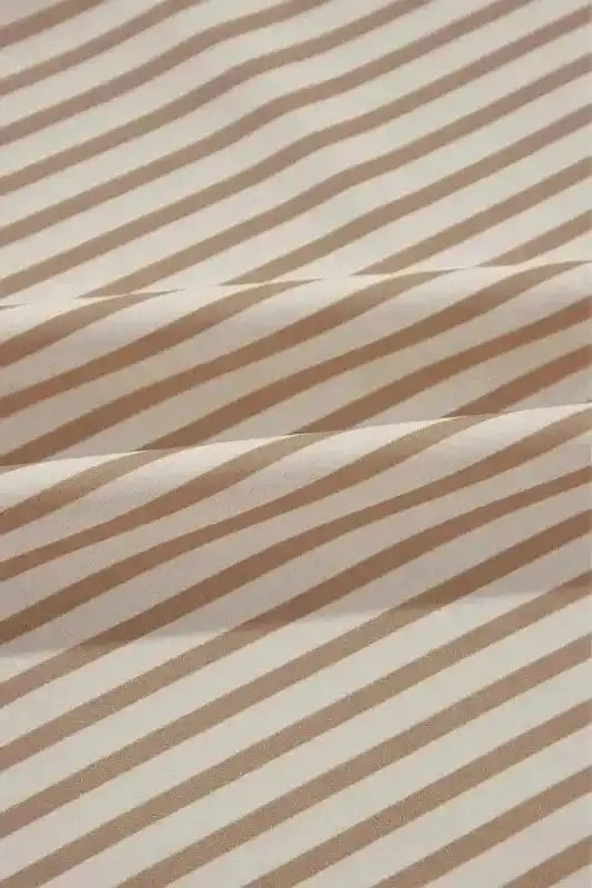 Wide Leg Pants Safari Chic: Khaki Stripe Drawstring Trousers