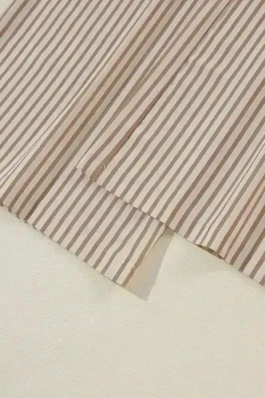 Wide Leg Pants Safari Chic: Khaki Stripe Drawstring Trousers