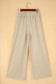 Wide Leg Pants Safari Chic: Khaki Stripe Drawstring Trousers