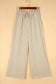 Wide Leg Pants Safari Chic: Khaki Stripe Drawstring Trousers