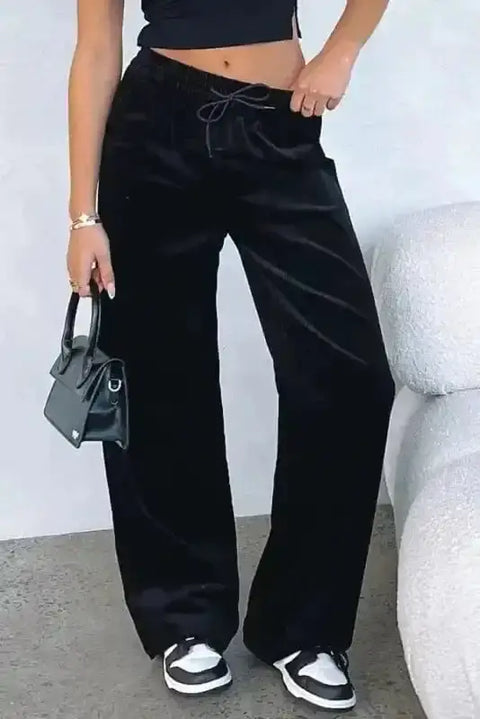 Yoga Pants Black / S / 95%Polyester+5%Elastane Velvet Dream Flowy Trousers