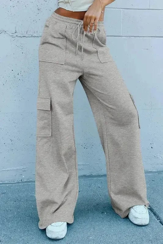 Yoga Pants Light Grey / S / 50%Polyester+45%Viscose+5%Elastane BreezyBound Wide-Leg Fitness Pants