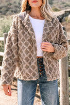 Camel Sherpa Fleece Jacket – Quilted Hooded Zip‑Up