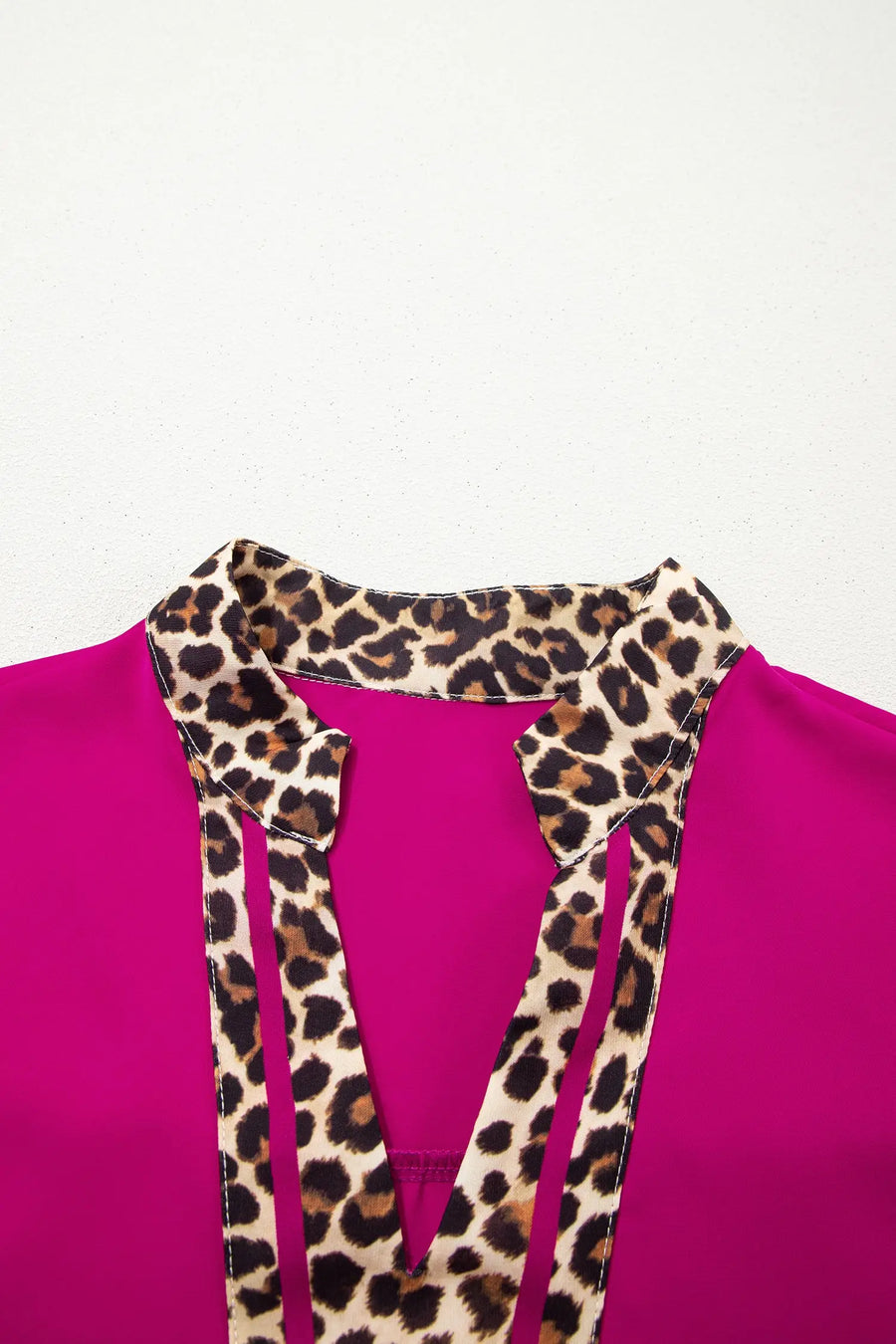 Leopard patchwork split v-neck short sleeve blouse blouses