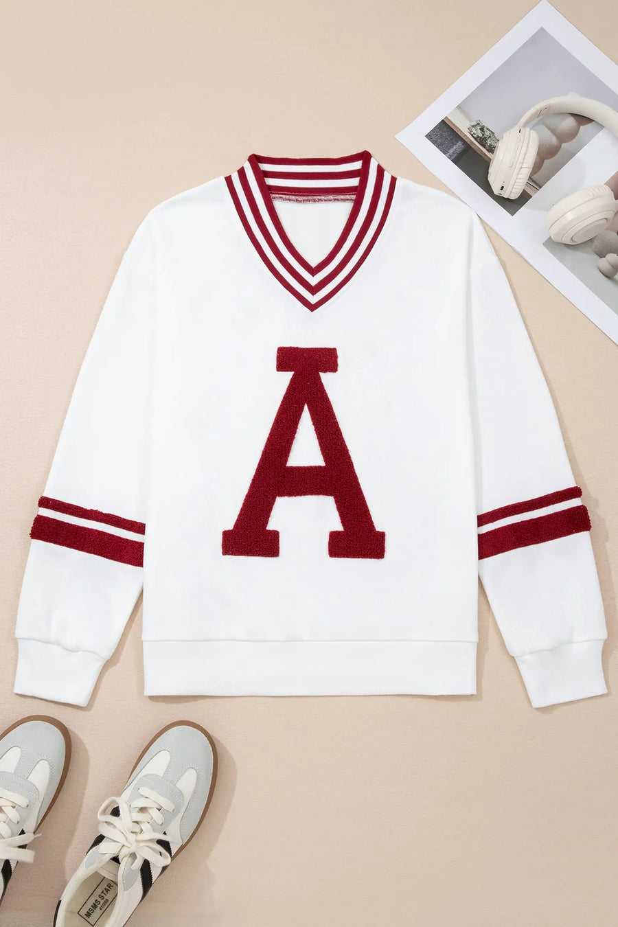 Dark Blue Color Block Flower Embroidered Patch Raglan Tee Women UK