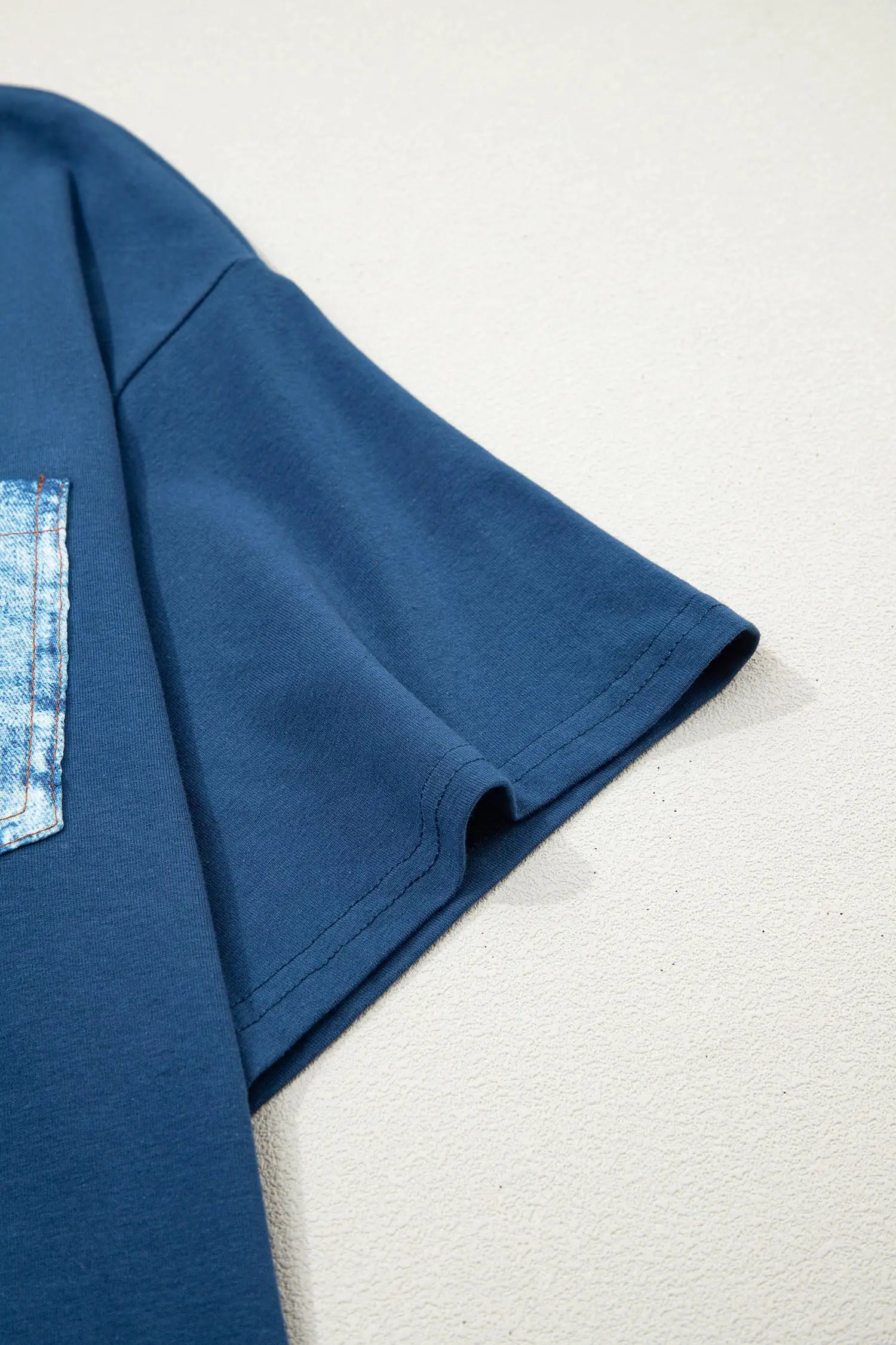 Colour block patch pocket short sleeve top round neck tunic relaxed fit tunics