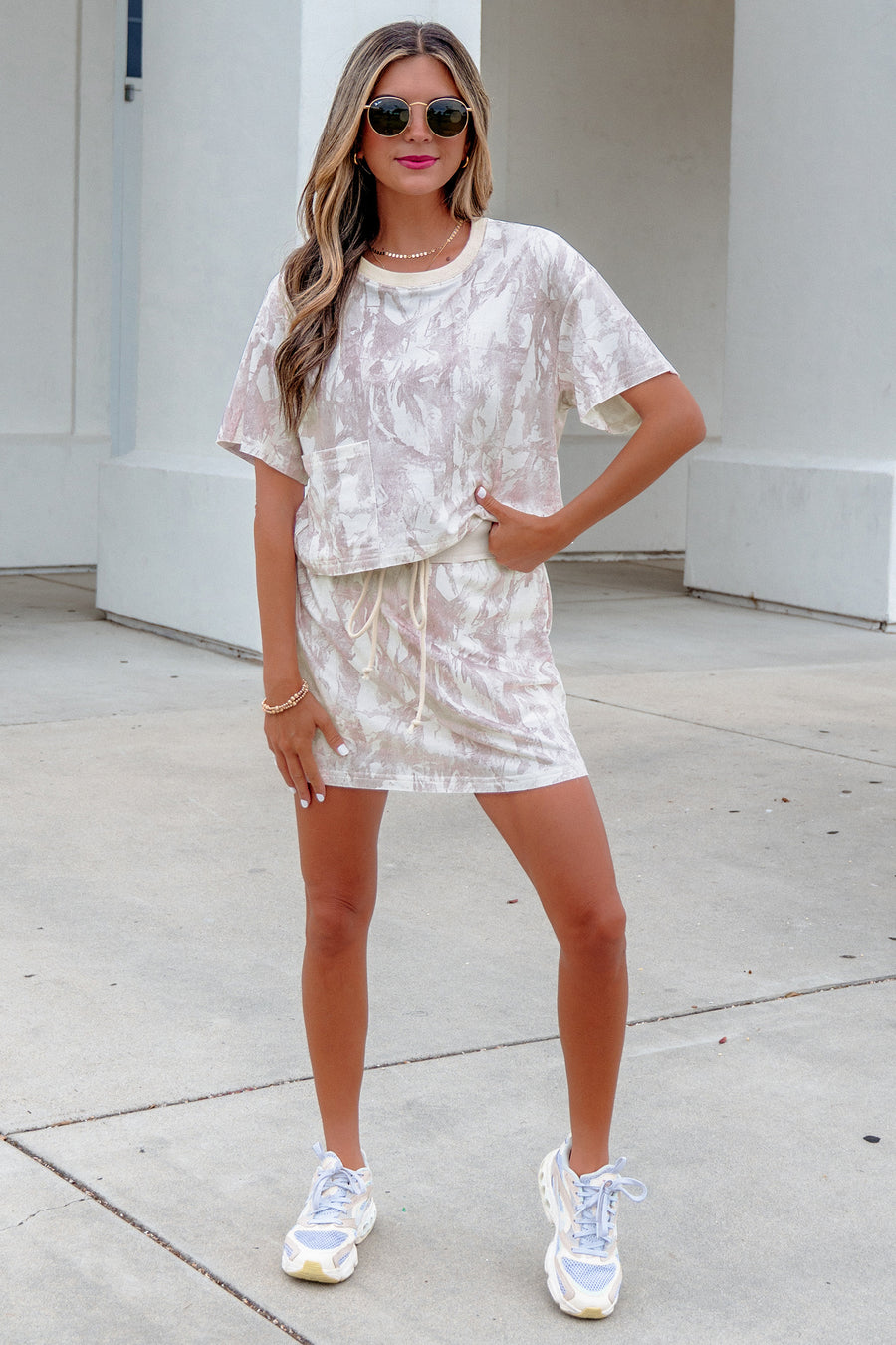 Camo Print Raw Edge Cropped Top & Skirt Set Women UK
