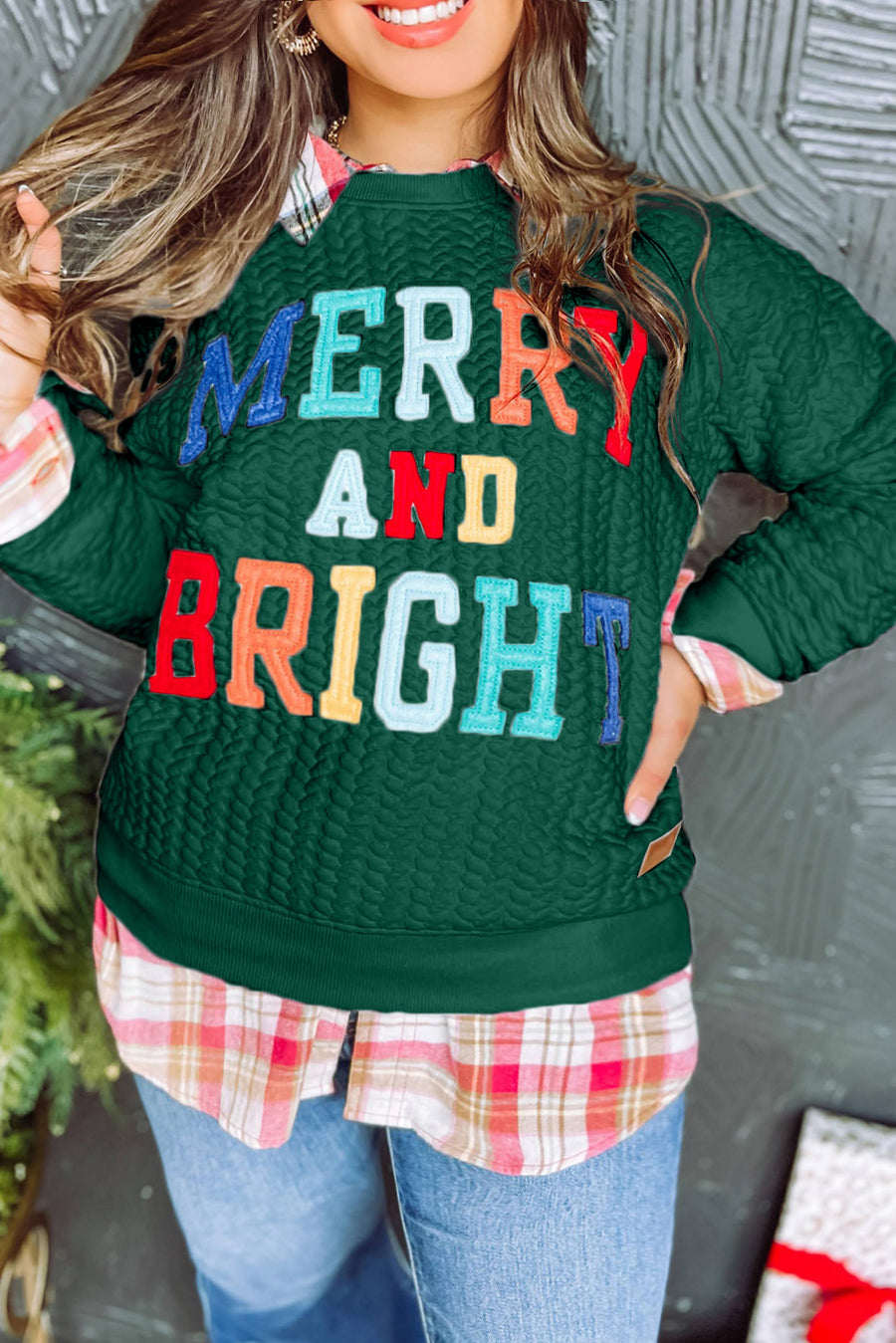 Chenille Cable Knit Slogan Sweatshirt Women UK
