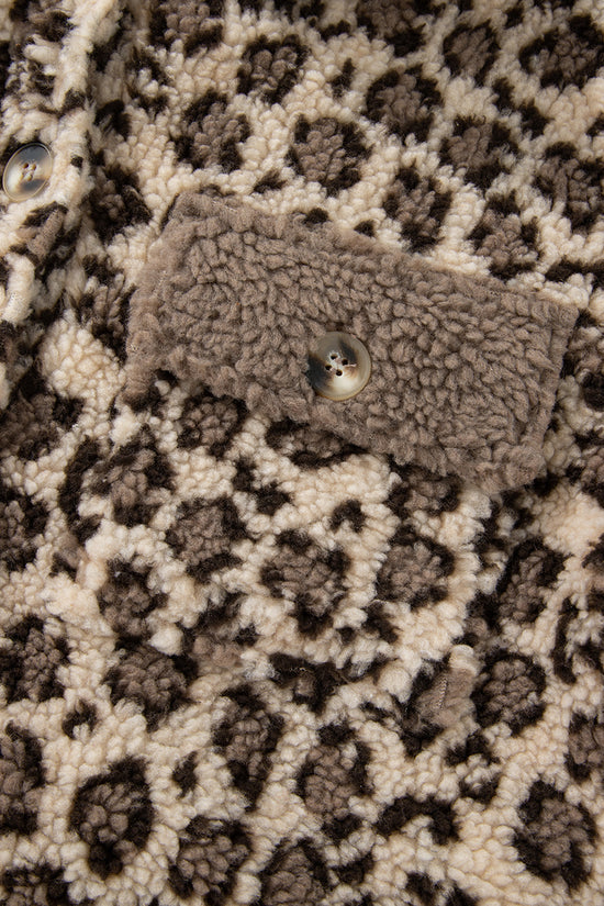 Brown Leopard Print Sherpa Jacket