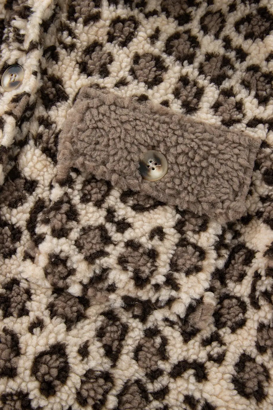 Brown Leopard Print Sherpa Jacket