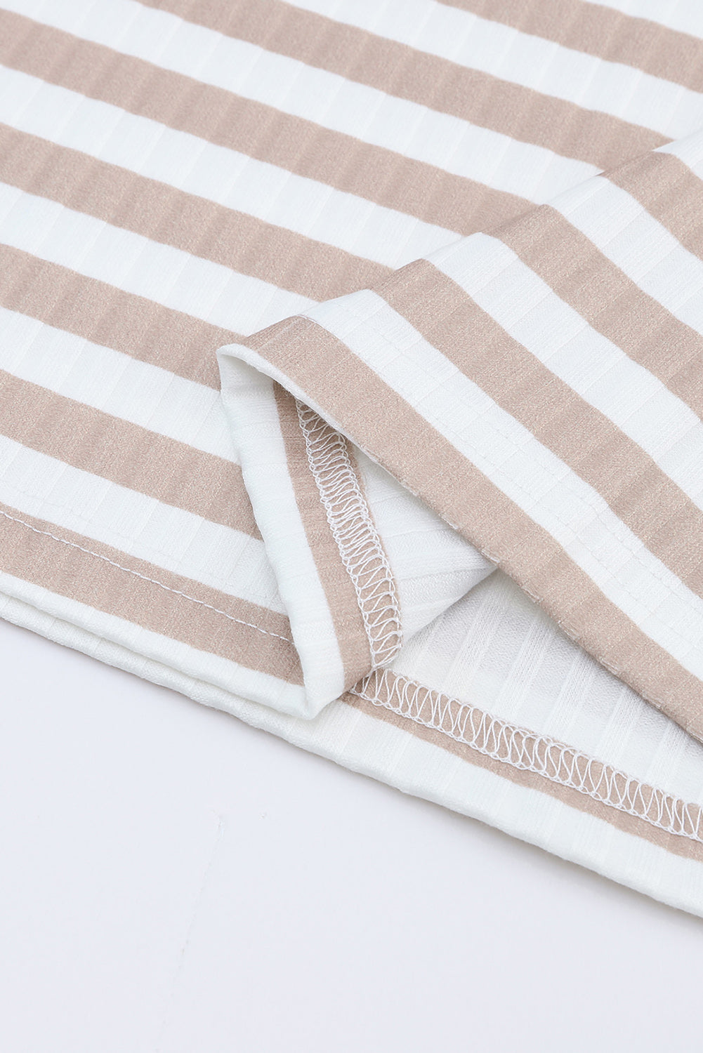 Striped Textured Knit Long Sleeve Tee