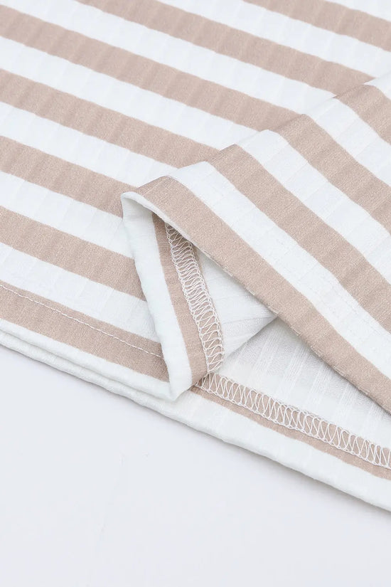 Striped textured knit long sleeve tee clothing tops