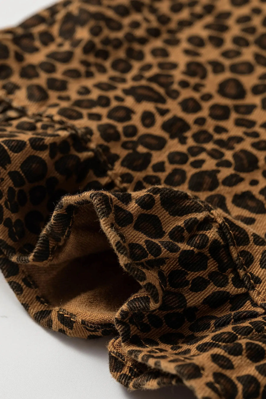 Brown Leopard Print Ruffled Hem Shift Jeans