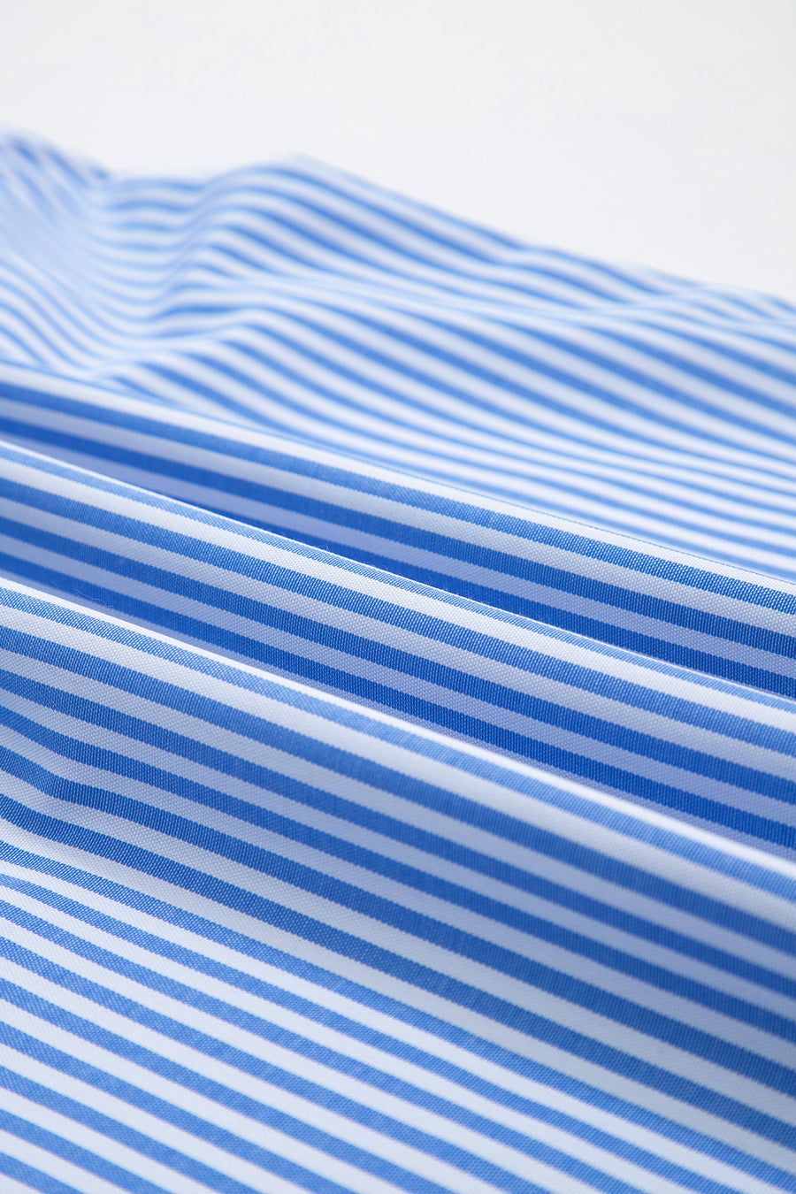 Sky Blue Striped Square Neck Ruffled Bow Blouse Women UK