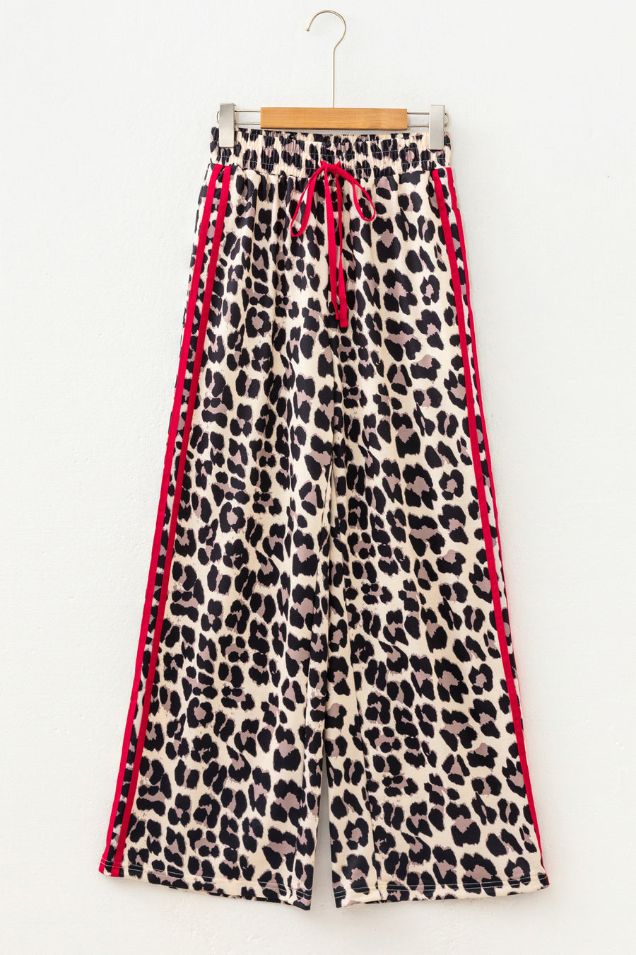 Side Stripe Leopard Wide Leg Trousers Women UK