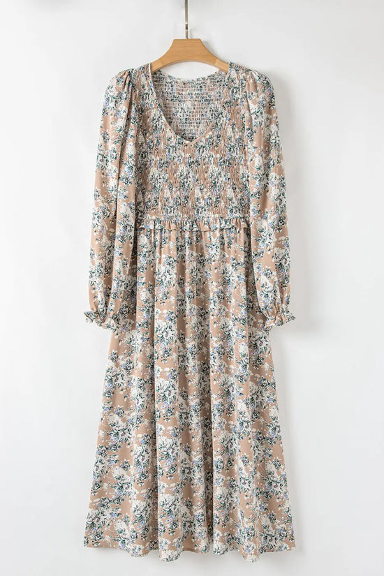 Maple grove floral maxi dress smocked puff sleeve | boho style