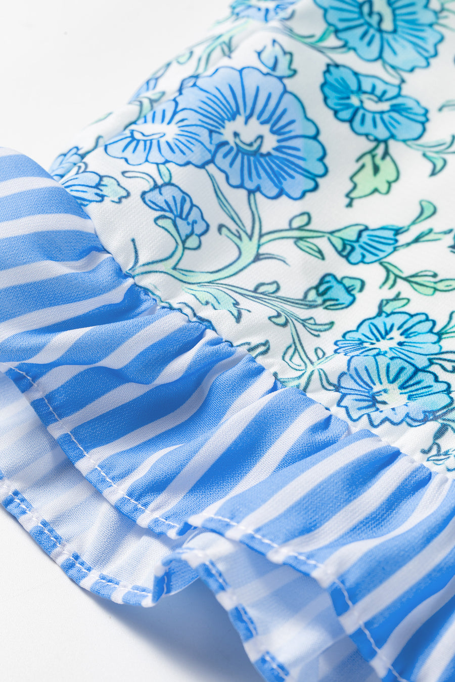 Floral Striped Ruffle Hem Lace Tie Shorts Women UK