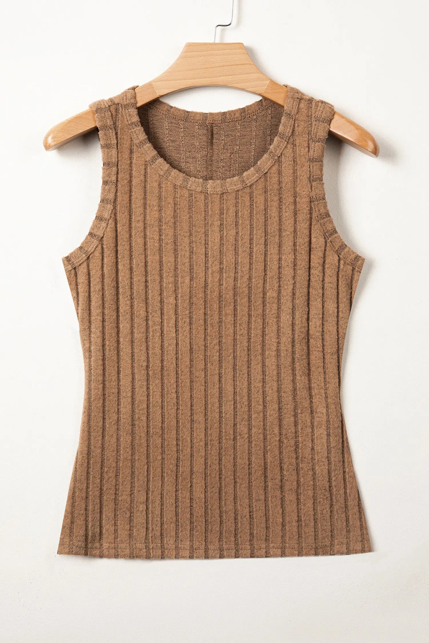 Ribbed mineral wash tank top slim fit round neck sleeveless tops