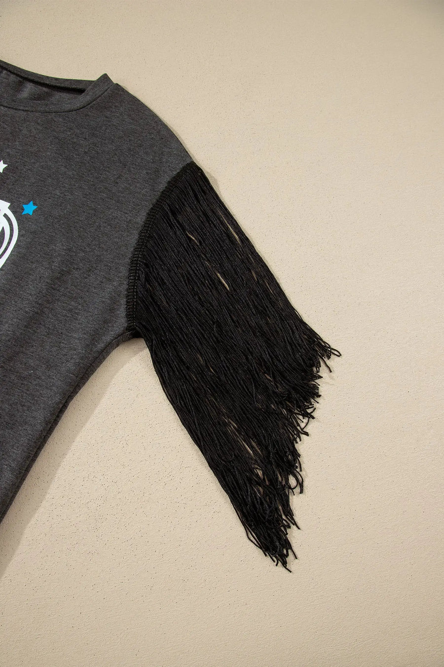 YEE HAW Boots State of Mind Western Graphic Fringe Sleeve T-Shirt — lifestyle shot | Fashionfitz UK