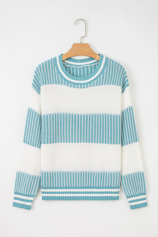 Loose Fit Striped Jumper – Two-Tone