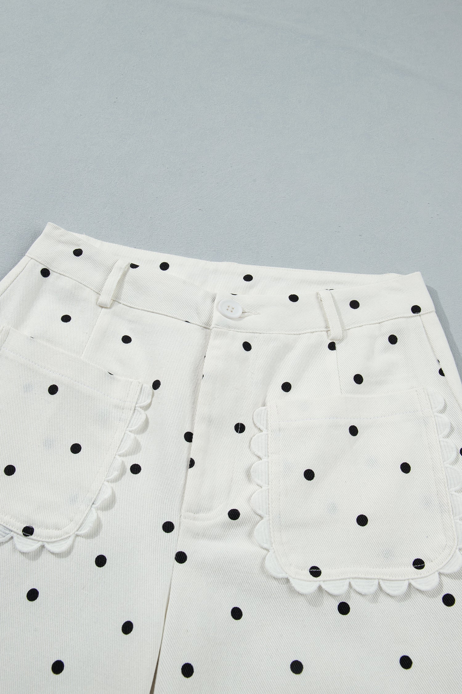 Polka Dot Scalloped Pocket Cotton Shift Pants Women UK