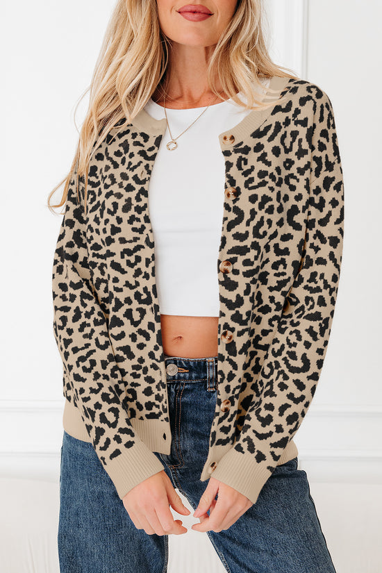 Oversized Chunky Knit Leopard Cardigan