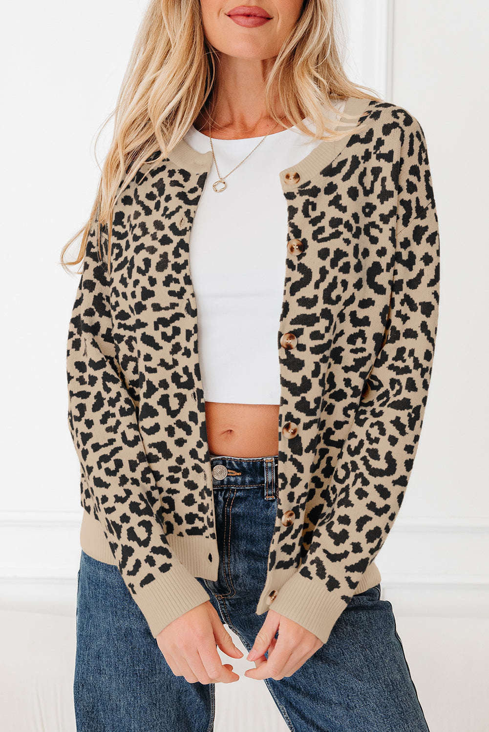 Oversized Chunky Knit Leopard Cardigan