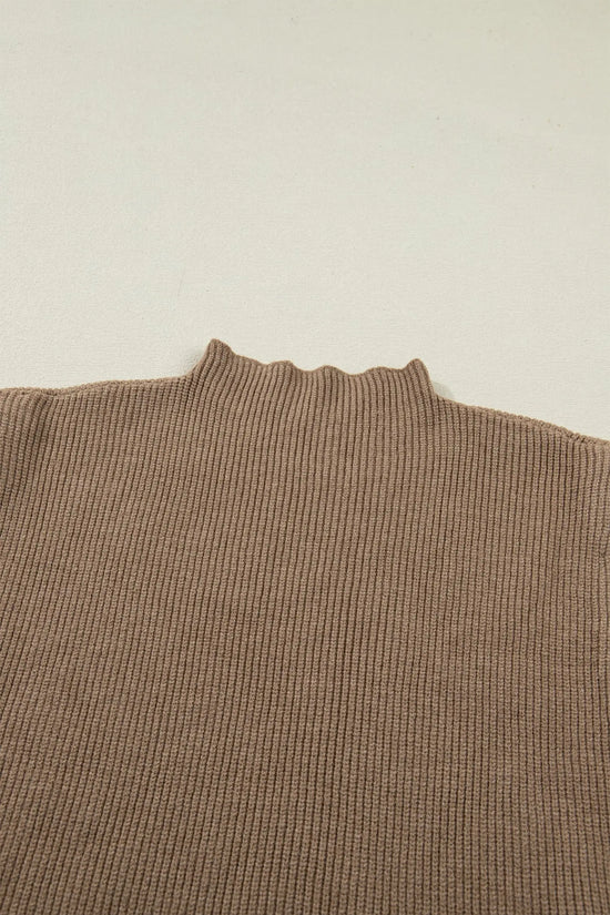 Ribbed knit mock neck sweater vest sleeveless loose fit light french beige sweaters