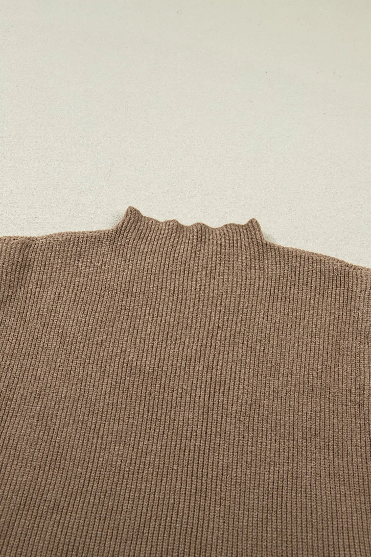 Ribbed knit mock neck sweater vest sleeveless loose fit light french beige sweaters