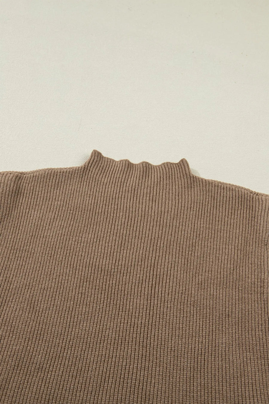 Ribbed knit mock neck sweater vest sleeveless loose fit light french beige sweaters
