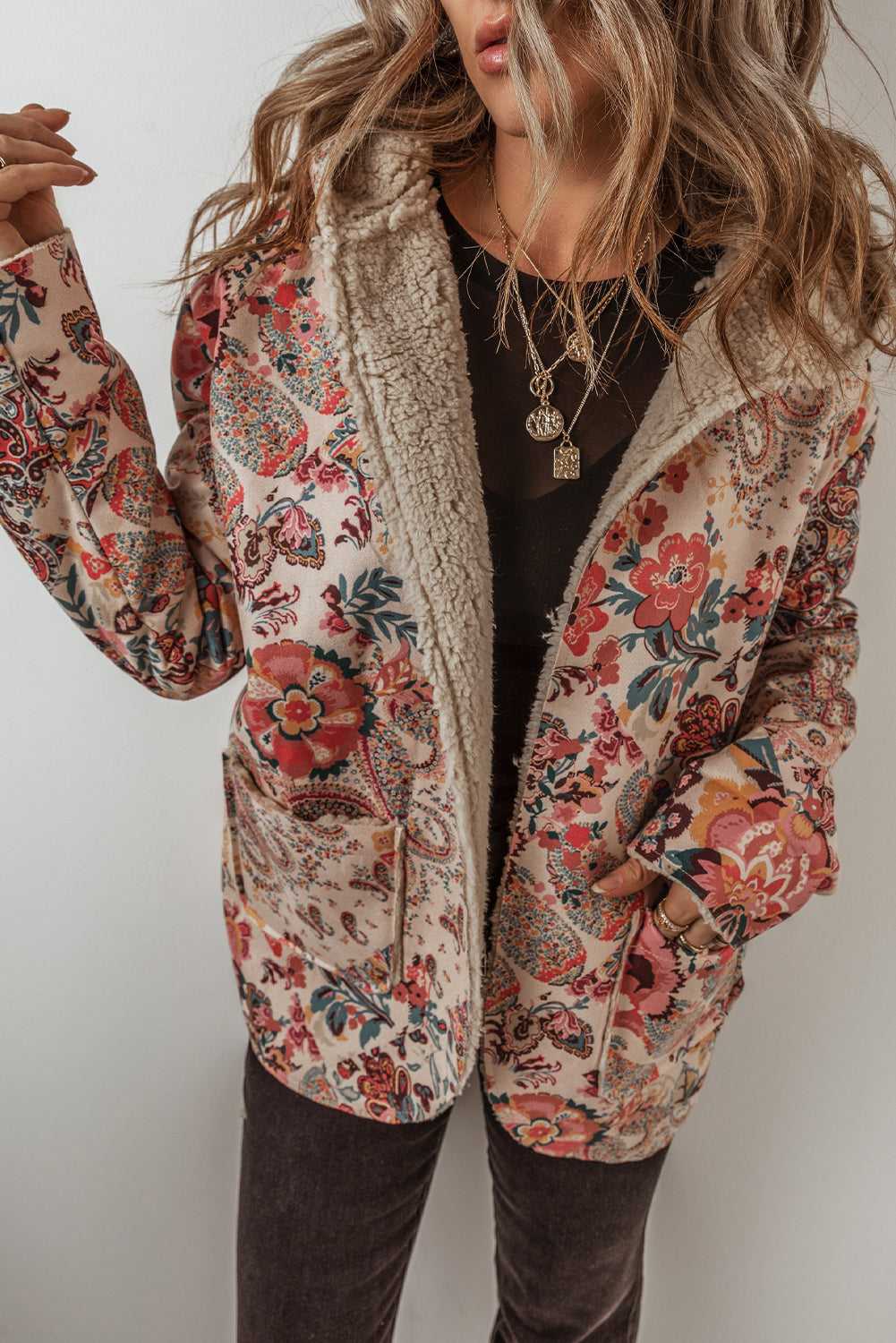 Paisley Sherpa-Lined Hooded Jacket