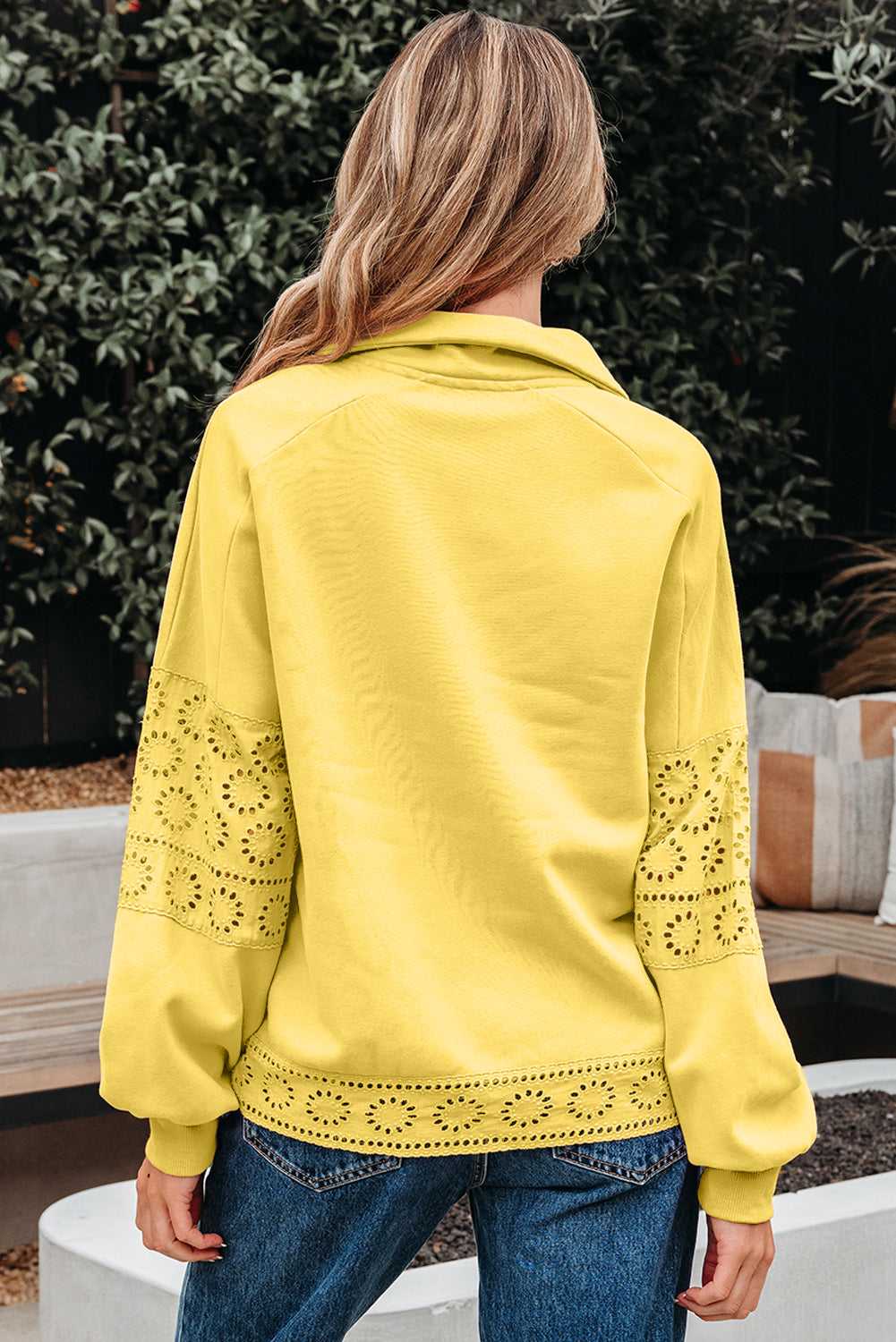 Embroidered Flower Snap Sweatshirt