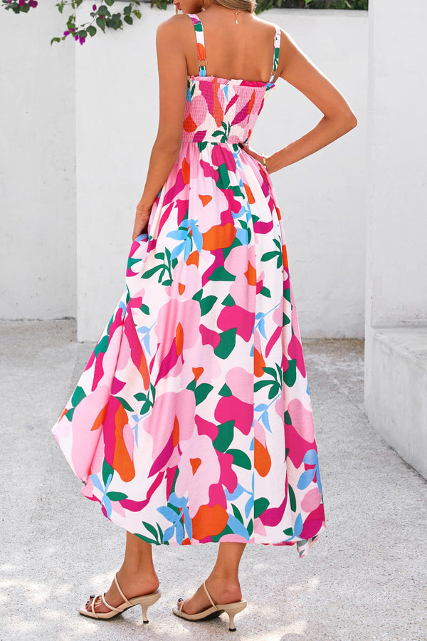 Floral smocked midi sundress side view | Fashionfitz UK