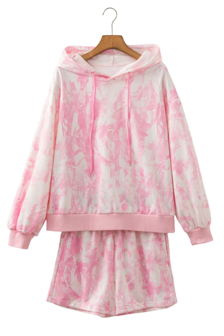 Abstract Print Hoodie & Slim Shorts Set