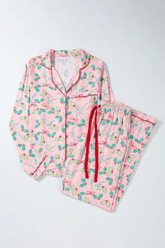 Festive bloom - multicolor floral christmas pajama set