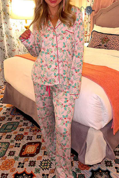 Festive bloom - multicolor floral christmas pajama set