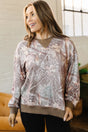 Brown abstract camo colourblock baggy pullover sweatshirt front view — Fashionfitz UK