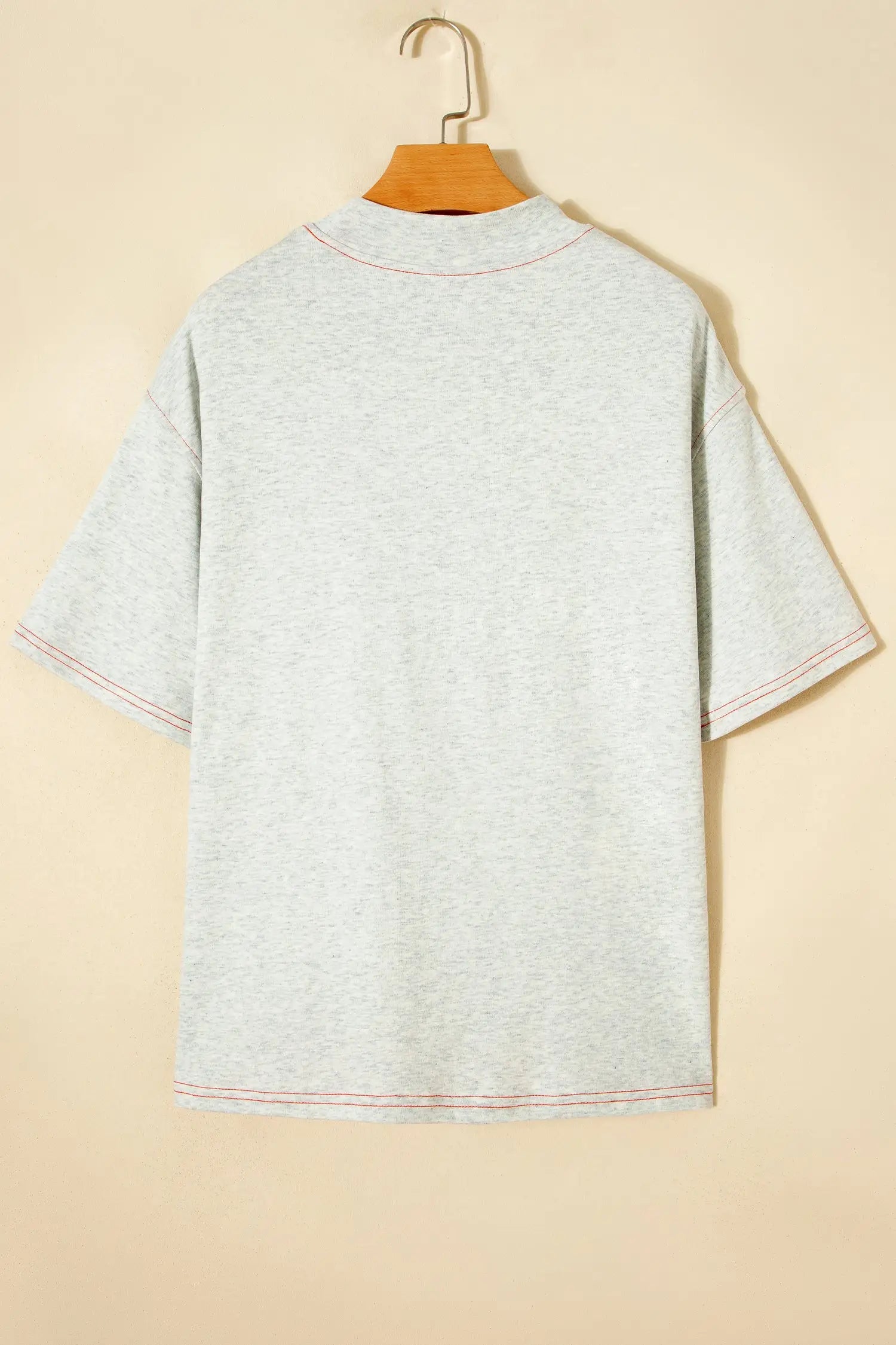 Reversible Contrast Stitch Drop Shoulder High Neck Short Sleeve Tee
