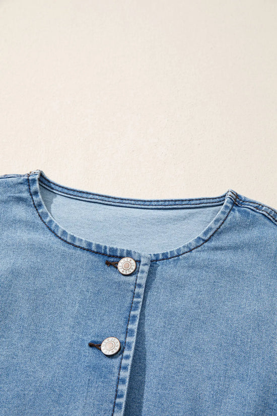 Buttoned front slit denim vest vests