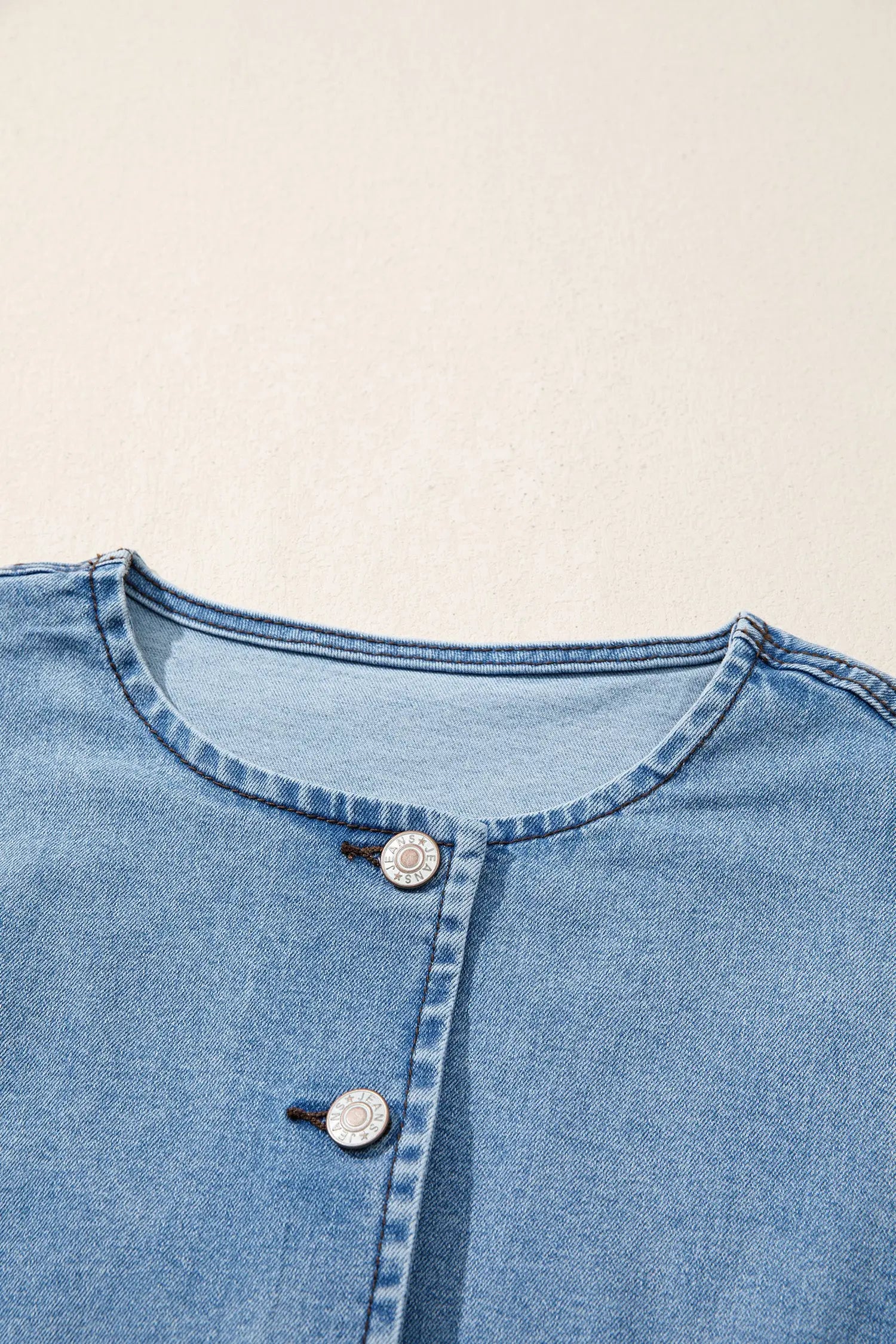 Buttoned front slit denim vest vests
